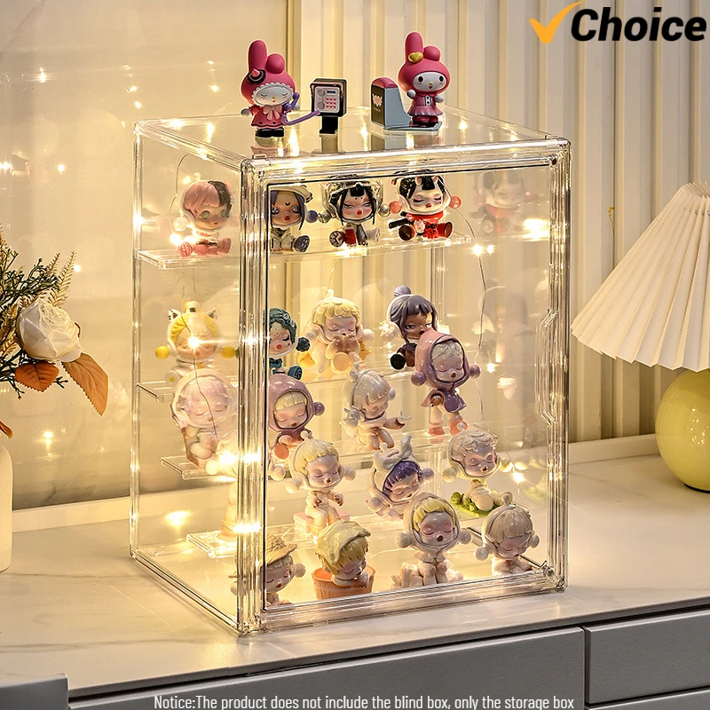 Acrylic Display Stand High Clarity Blind Box Organizer for Anime Collectibles Mini Figures Badge Holder Model Showcase Cabinet