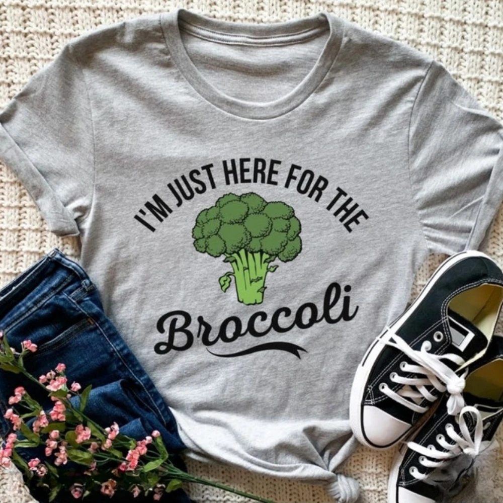 Broccoli Shirt Broccoli Gifts Farmers Market Shirt Foodie Tops Funny Food Tees Women Summer Breathable Camisetas O-neck Tops