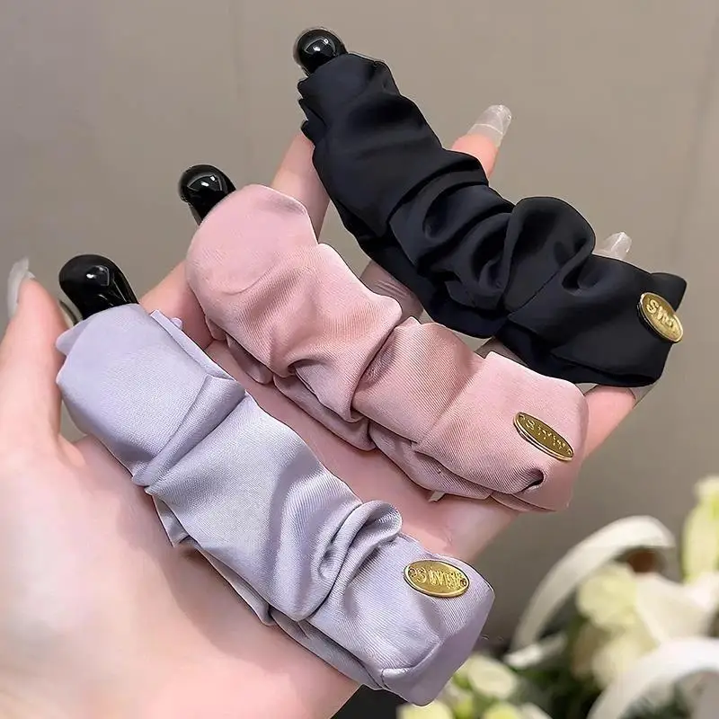 Elegante, solide, faltbare Satin-Bananen-Haarspange für Damen und Mädchen, hoher Pferdeschwanzhalter, Haarspange, modische Haaraccessoires – Detail 9