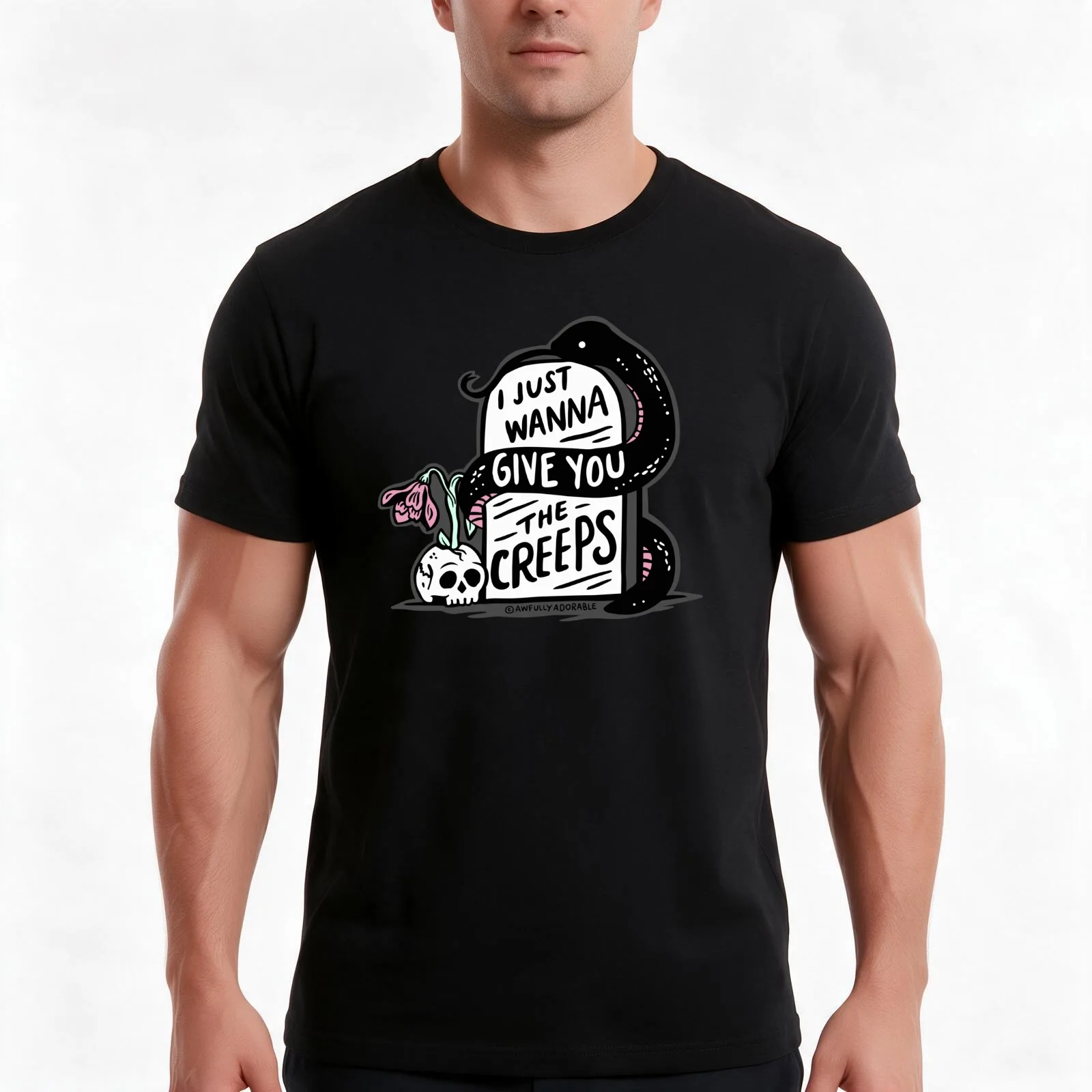 I Just Wanna Give You The Creeps T-Shirt, Summer Casual Cotton Tee, Oversized Streetwear Tops, Vintage Graphic Print