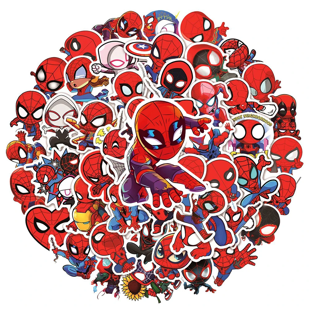 

10/30/50pcs Funny Cartoon Spider-Man Marvel Stickers Anime Superhero Decals DIY Water Bottle Notebook Phone Graffiti Sticker Toy