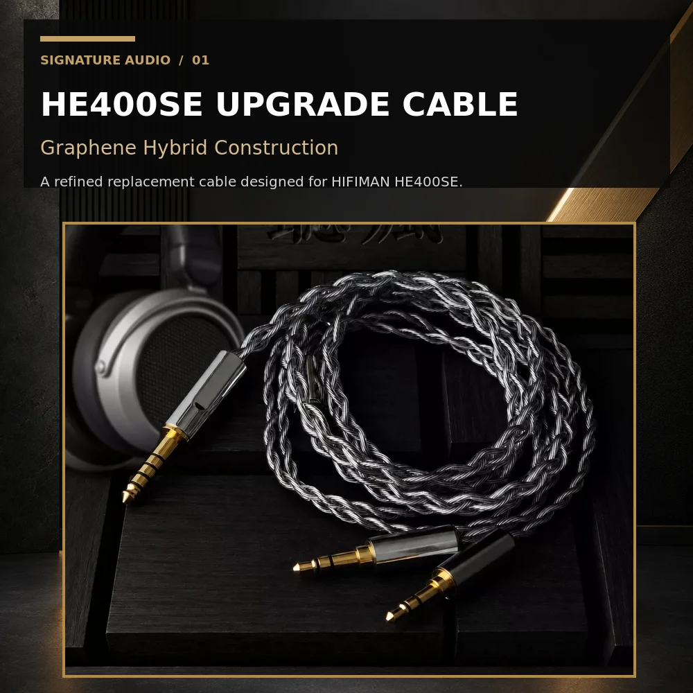 hifiman-edition-xs-he400se対応デュアル35mm平面ヘッドホンケーブル、グラフェン銀メッキ銅、25-35-44mm、12m