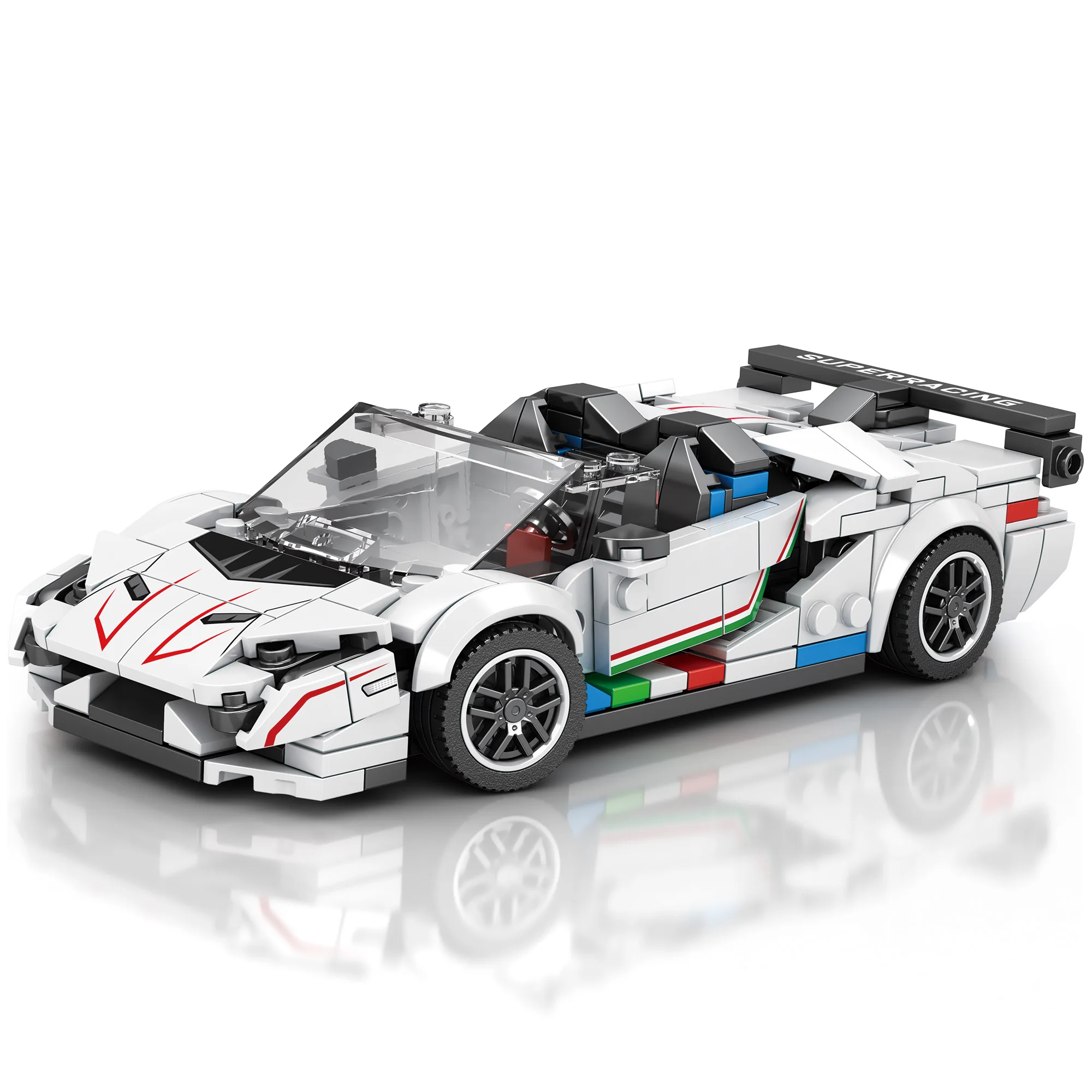 SVJ White Hypercar Building Blocks, Sports Car Building Toy Set for Boys and Girls, Vehicle Racing Car for Kids (382 Pieces)