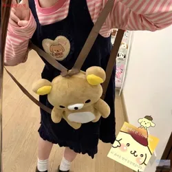 Adorable Rilakkuma Plu Bapa Double oulder Cute Bear Bag for Women Cartoon Sle Soft Polyester Inner Daily Use Medium...