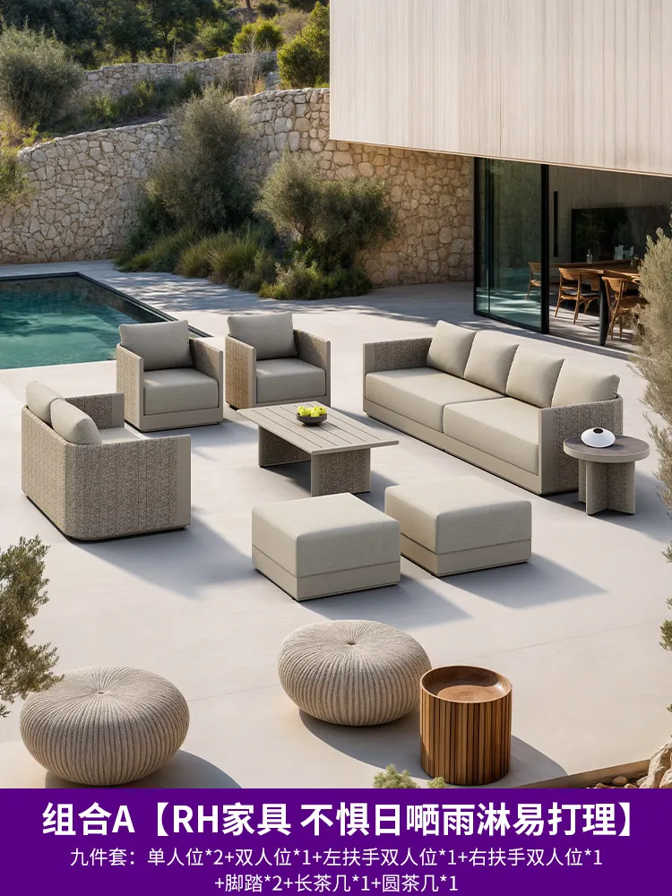 #Purple Leaf Nordic Design Outdoor Sofa Set for Courtyard Villa Garden & Terrace Aluminum Alloy Furniture No Assembly Required