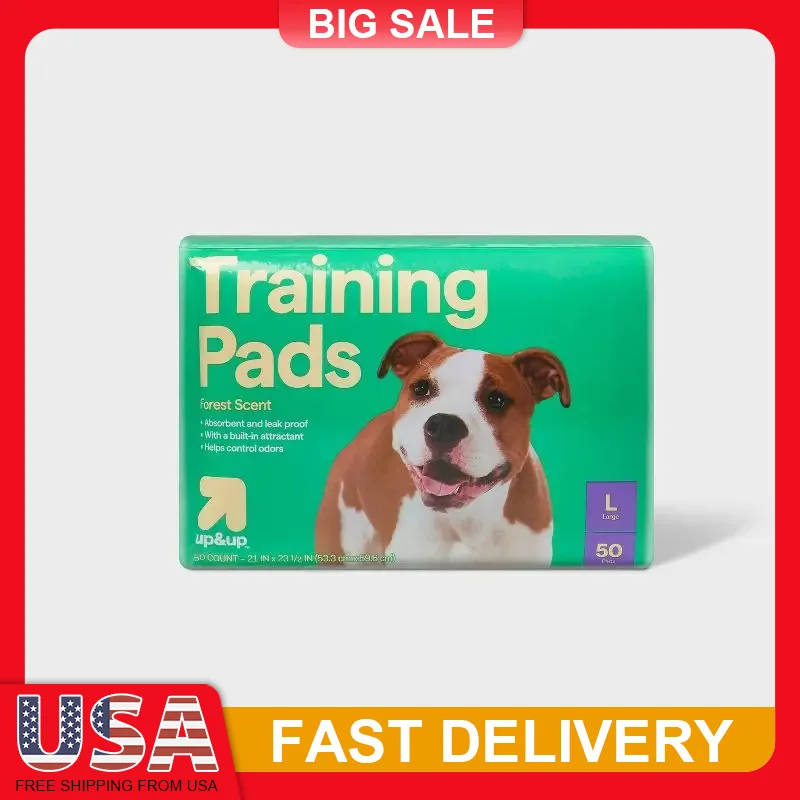 

Large Dog Scented Training Pads 50ct Forest Scent Puppy Adult Absorbent Leakproof Odor Control Built in Attractant