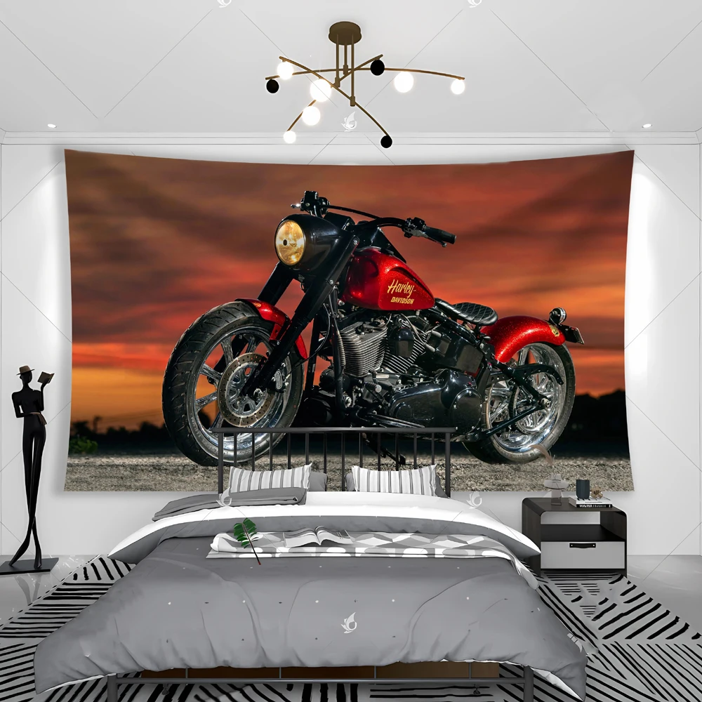 Wild West Motorcycle Tapestry Banner Cool Sports Travel Style Wall Hanging Decorative Flag for Room