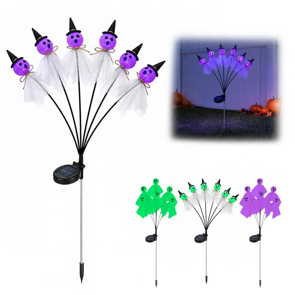 Solar Powered Halloween Ghost Lights Outdoor Decorative Garden Stakes Halloween Outdoor Ghost Decorations Solar Powered Led