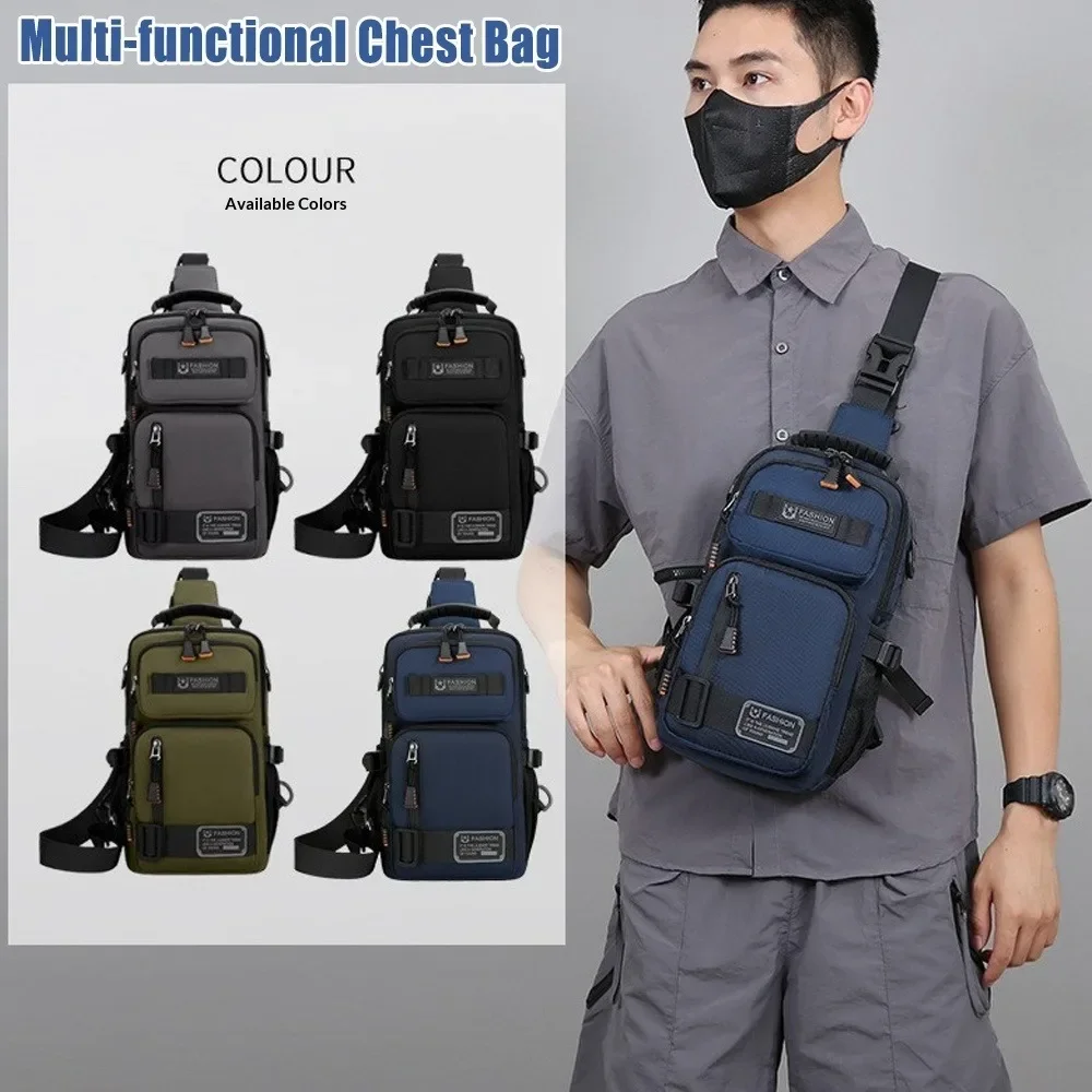 Men Chest Bag Shoulder Crossbody Outdoor Simple Multifunctional Large Capacity Convertible Casual Backpack