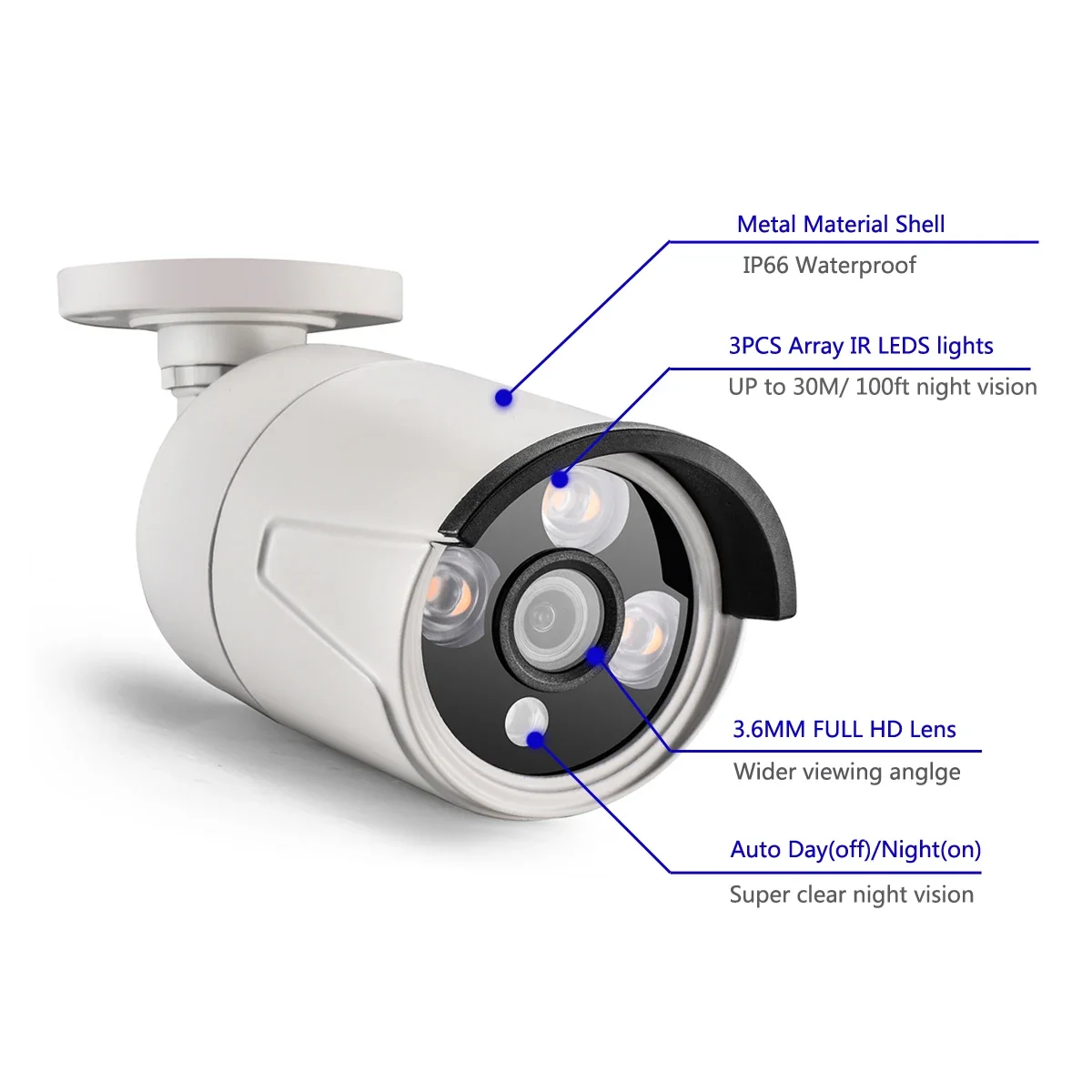 AZISHN AZ-IP603-BW كاميرا IP رصاصة 5MP 2880x1616P الأشعة تحت الحمراء الأمن الصوت في الهواء الطلق مراقبة الأمن المعدني POE/DC 2MP/3MP