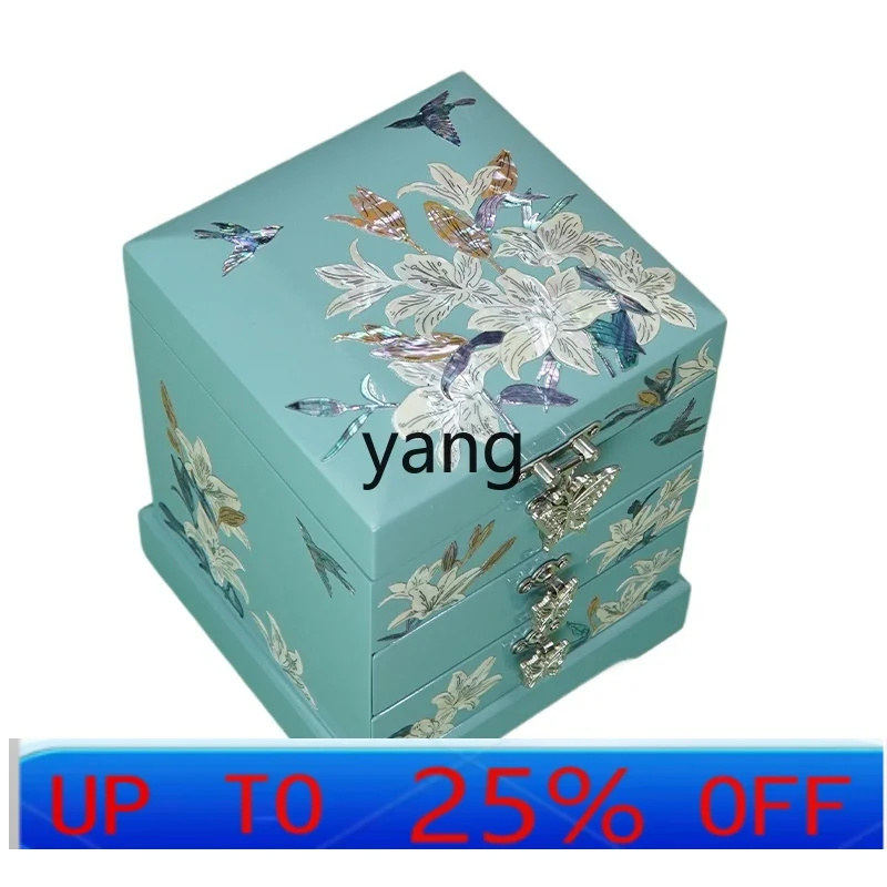 LMM snail lacquer jewelry box gifts multi-layer storage jewelry handmade wood high-end practical for girlfriend and mother