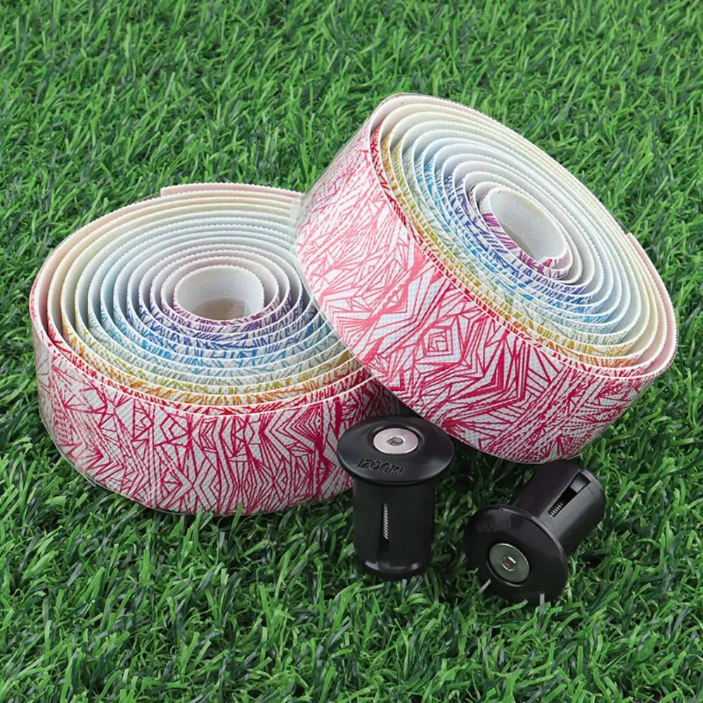 Two Rolls Ice Cracks Cycling Handlebar Tape with Handle Blocking Non-slip Handle Bar Tapes Colorful Shock Absorption