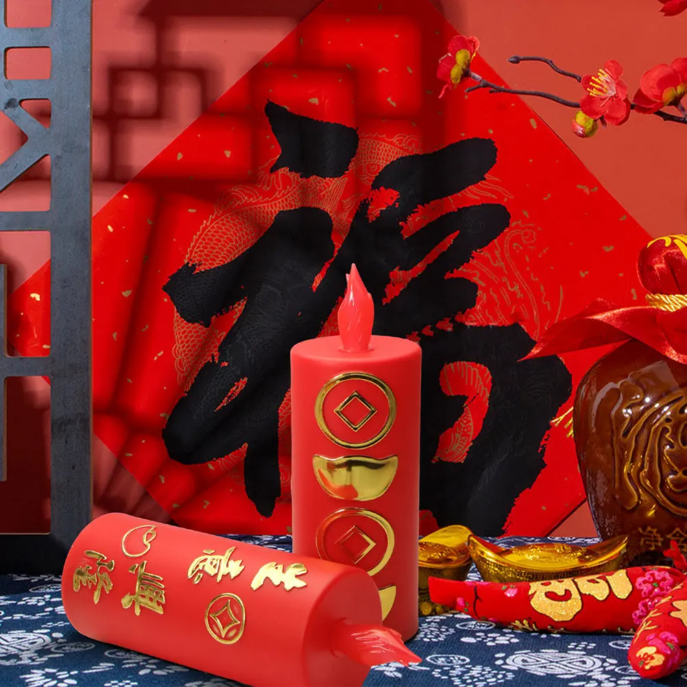 1Pair LED Electric Light Chinese Traditional Flameless Sacred Buddhist Hall Decoration Chinese Style Spiritual