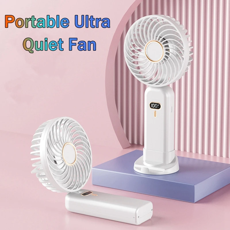 Ventilateur de bureau portable pliable pour voyage en plein air, ventilateur personnel, vaporisateur à lanière, niveau 5 vitesses