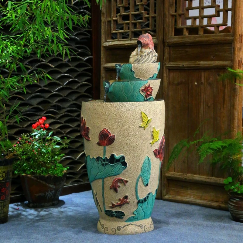 Flowing water ornament indoor entrance water feature landing lucky landscape TV cabinet next to fish tank decoration