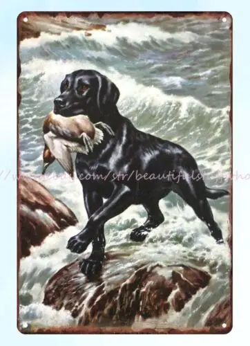 purchase wall art 1958 LABRADOR RETRIEVER hunting duck water metal tin sign