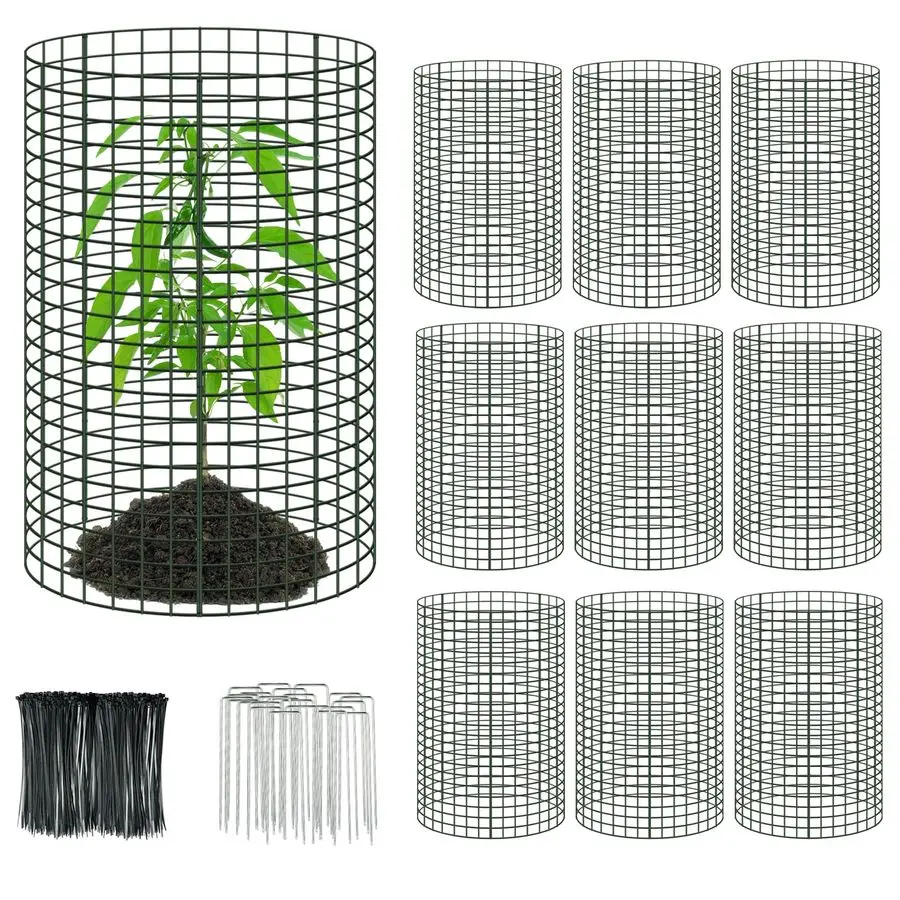 

Packs 24x 12 Large Wire Plant Protectors Wire Plant Cages Mesh Plant Cage Chicken Wire Cloche with Ground Stakes and Nylon Ties