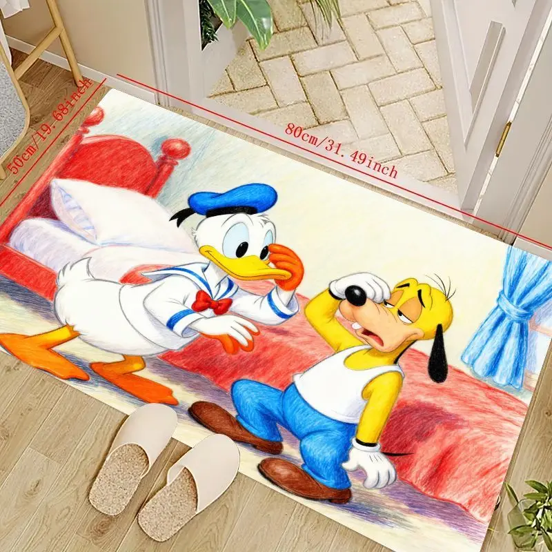 

1 шт. Дисней Дональд Дак и Плутон мультфильм напольный коврик, мягкий нескользящий коврик для детской спальни, гостиной, детской комнаты, впитывающий
