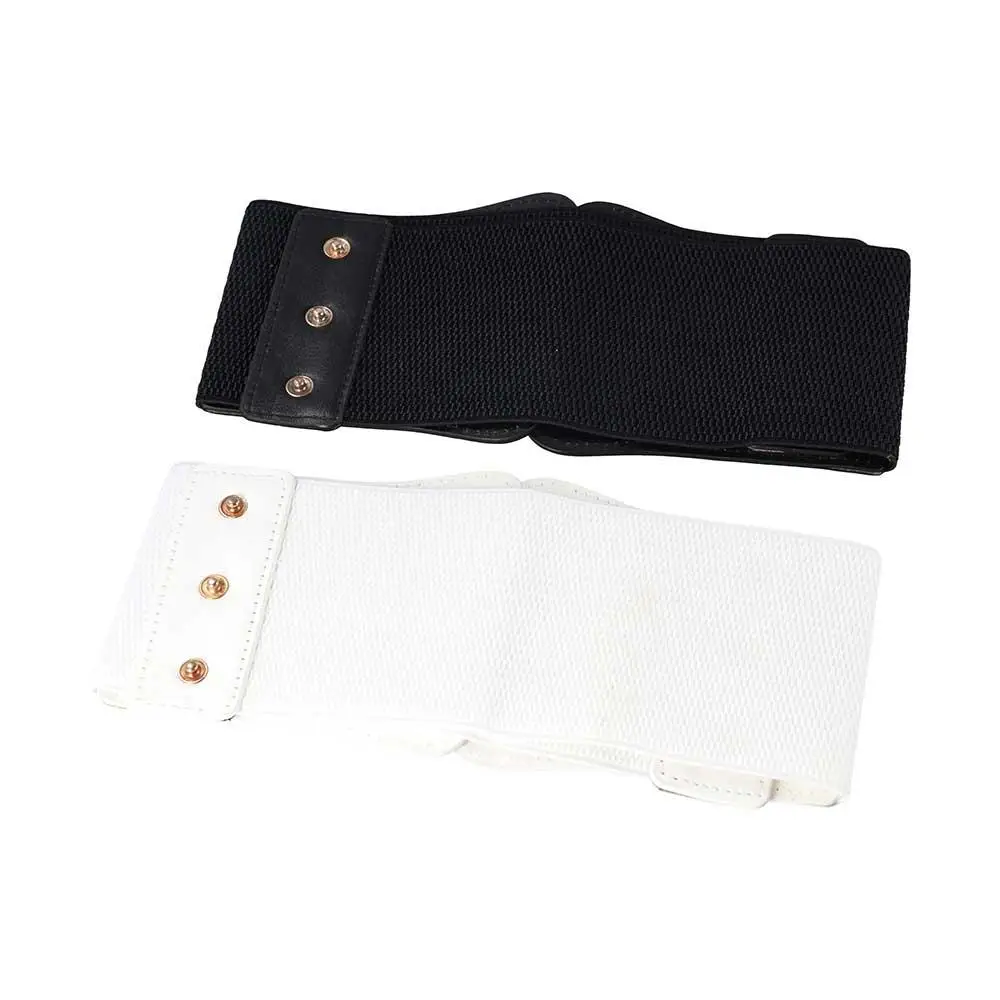 Simple Female Metal Buckle Corset All-match Wide Waistband PU Leather Cummerbund Elastic Waist Strap Skirt Decorations