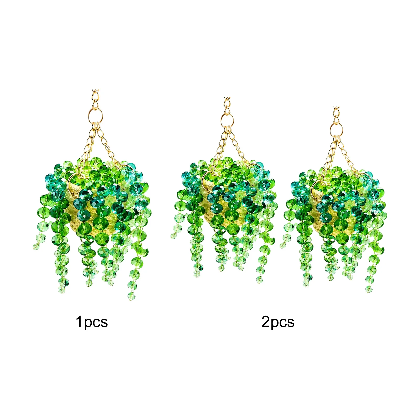 Beaded Plant Car Charm Multi-Beaded Crystal Sun Plant Hanger High-temperature Resistance for Gift for Home Garden Decor Cars