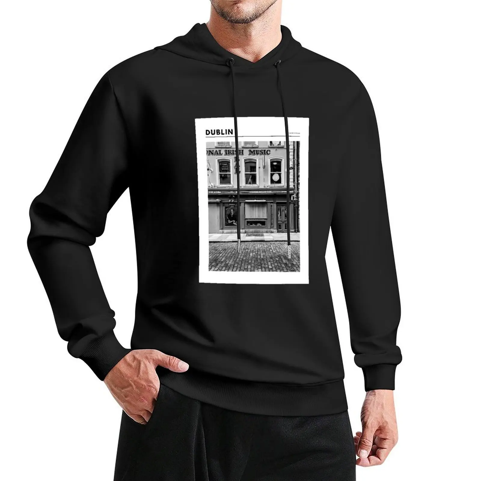 Dublin B&W - pub Pullover Hoodie clothes for men korean clothes anime clothing hoodie streetwear