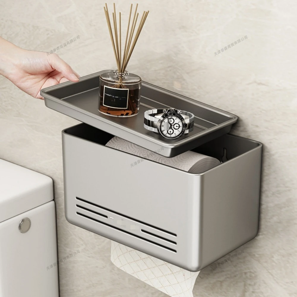 

No Punching Required Tissue Holder Wall-mounted Toilet Paper Box Bathroom Waterproof Toilet Roll Holder Rack Toilet Accessories