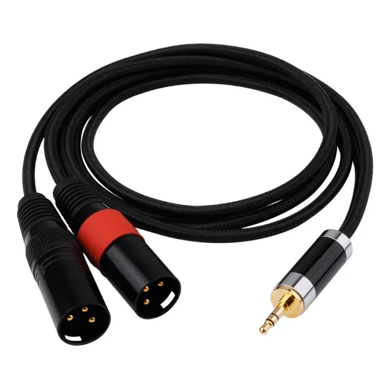 Fever-Grade 3.5mm to Dual XLR 1/2 Cable - Oxygen-Free Copper Silver-Plated for Mixing Console Audio Transmission