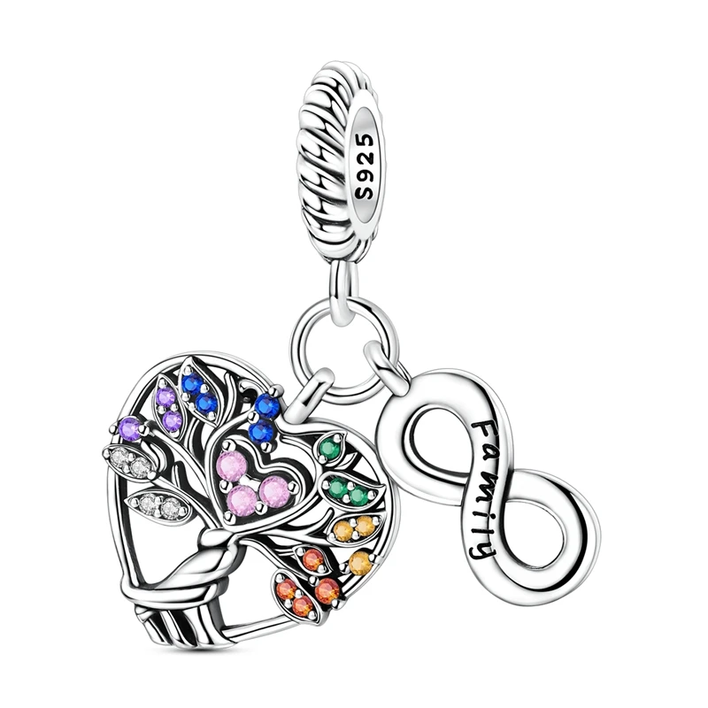 Charms Heart Family Tree Infinity Beads Fit Charms 925 Silver Bracelets for Women Timeless Love & Unity Jewelry Making Diy