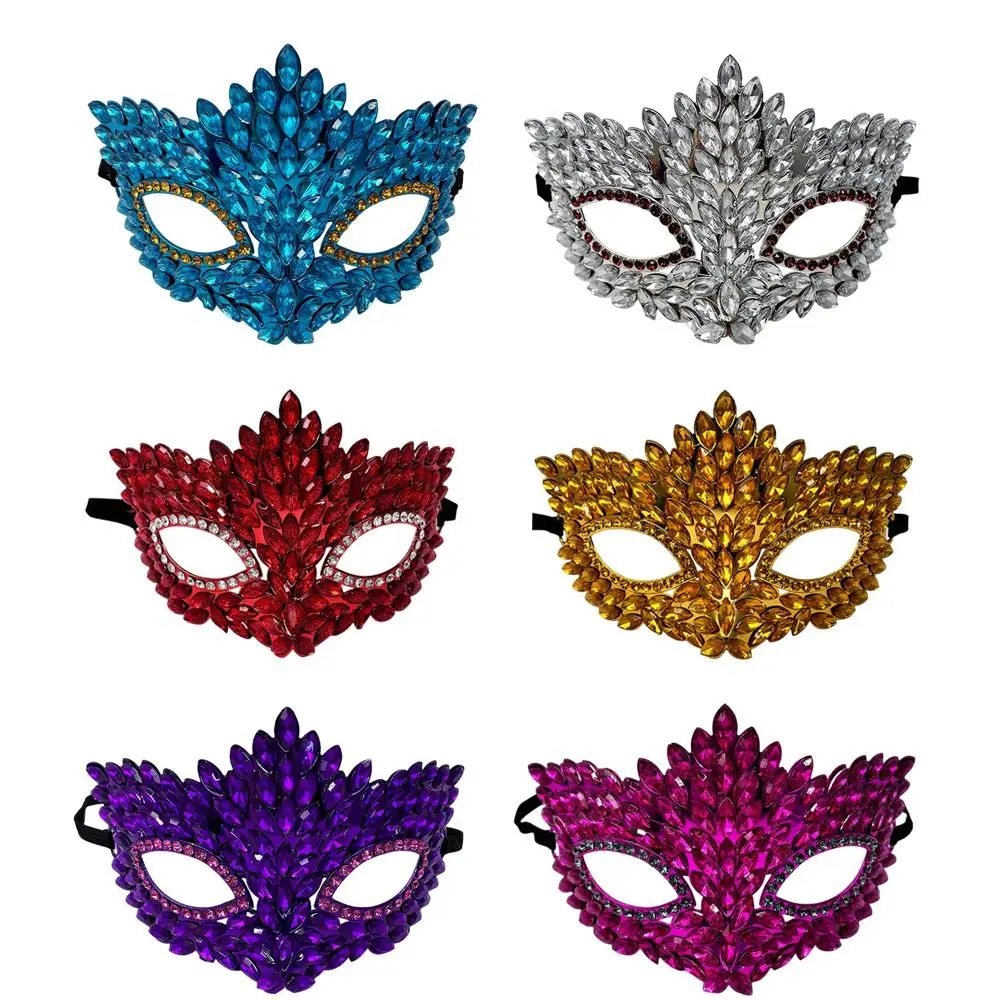 Shiny Acrylic Crystal Half Face Mask Full Jewelry Fashion Sexy Masquerade Mask Manual Masquerade Luxury Design Rave Mask