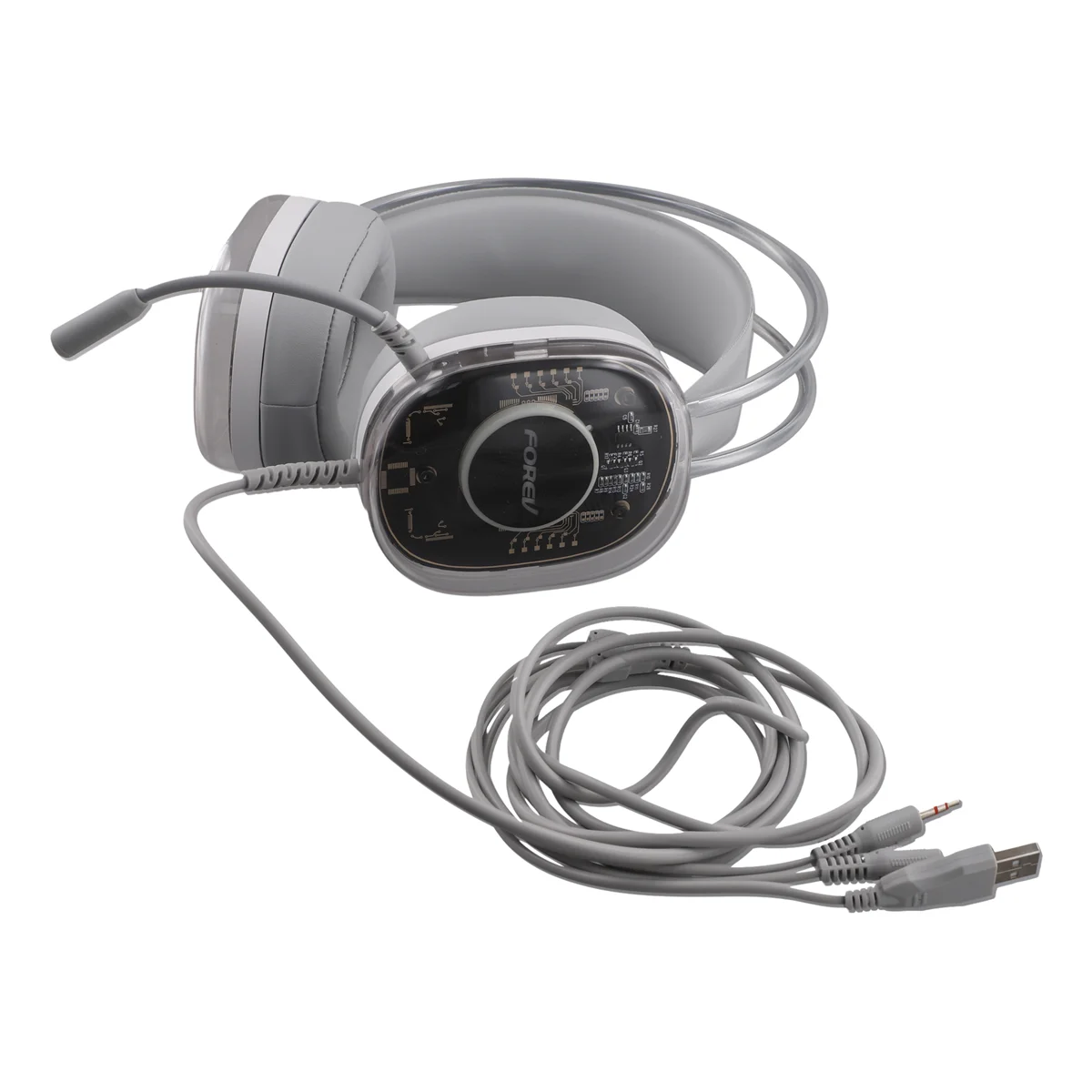 A57G-FOREV Auriculares para juegos por cable Luminiscencia Auriculares de 5,1 canales Auriculares bajos con micrófono para computadora Pc Gamer