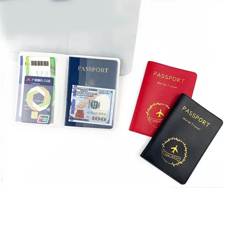 Carteira de viagem para homens e mulheres, titular do cartão de crédito, estojo de passaporte, bolsa de documentos de identificação