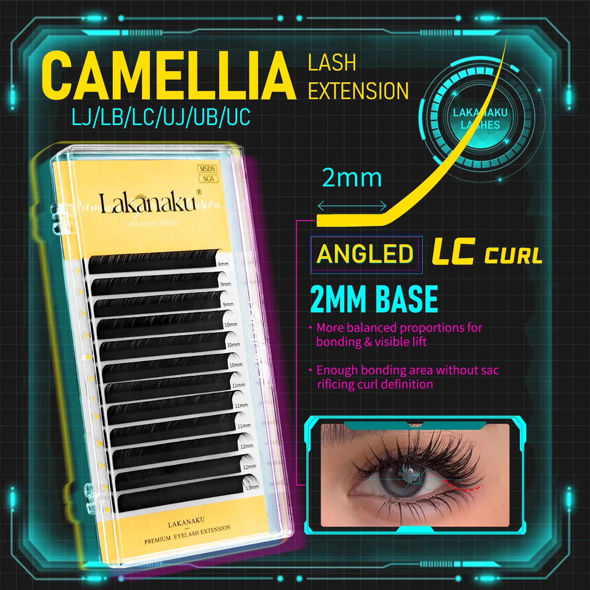 Abonnie LC Camellia Lashes Automatic Fanning Eyelash Extensions Comic Lashes Manhua Pre-Bundled Eyelashes LJ LB LC