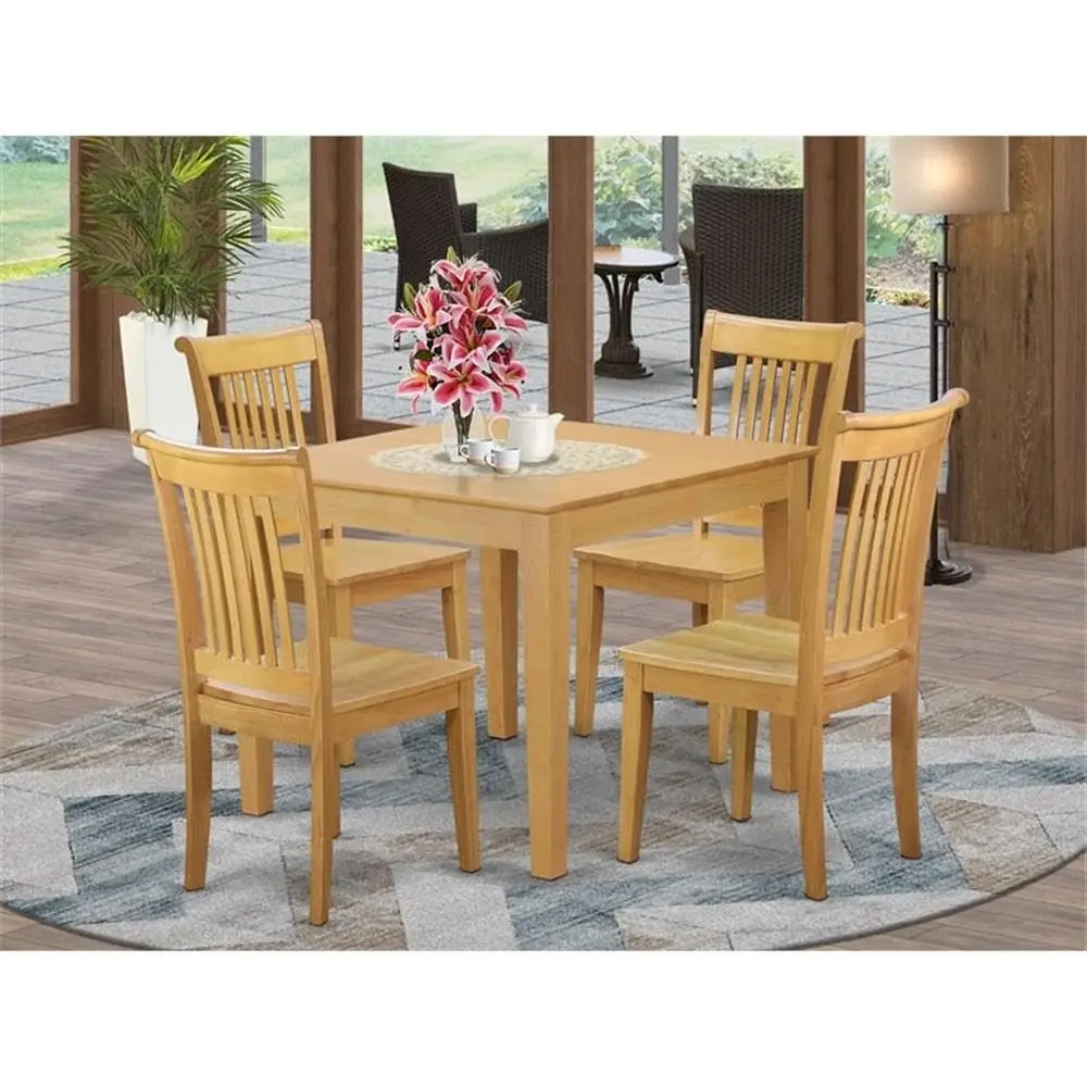 5 Piece Dining Room Table Set Includes a Square Kitchen Table and 4 Dining Chairs, 36x36 Inch, Oak, Customized