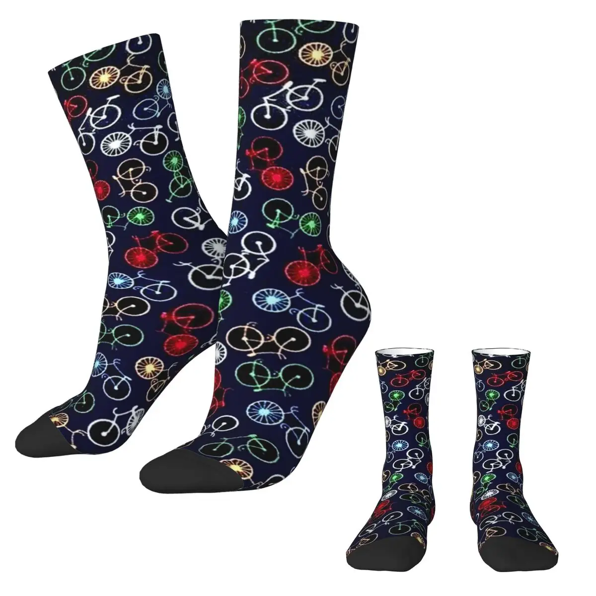 Pop Art Stockings Multiple Bike Print Pattern Casual Socks Autumn Non-Slip Socks Women Men Climbing Soft Breathable Socks