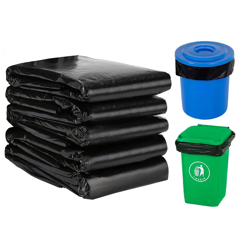 50 Gallon Heavy-Duty Flat Mouth Garbage Bag - Extra Large, Sturdy & Dust-Proof Multi-Purpose Trash Liner for Office, Kitchen