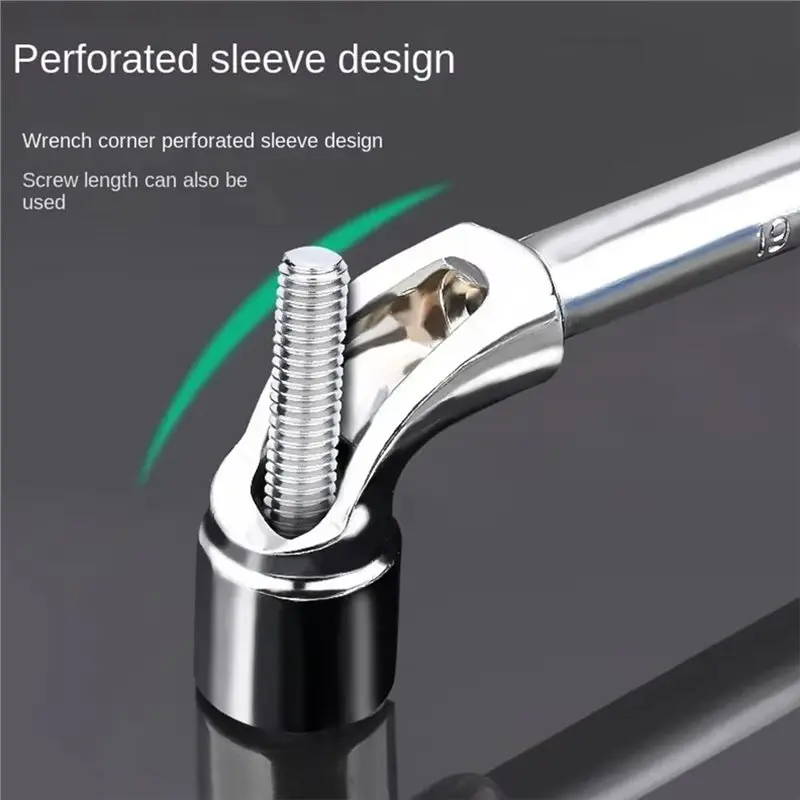 ABMR-Car Ratchet Wrench With Thru Hole L Type Angled Socket Spanner Socket Tool Set Car Repair Pipe Key Wrench B