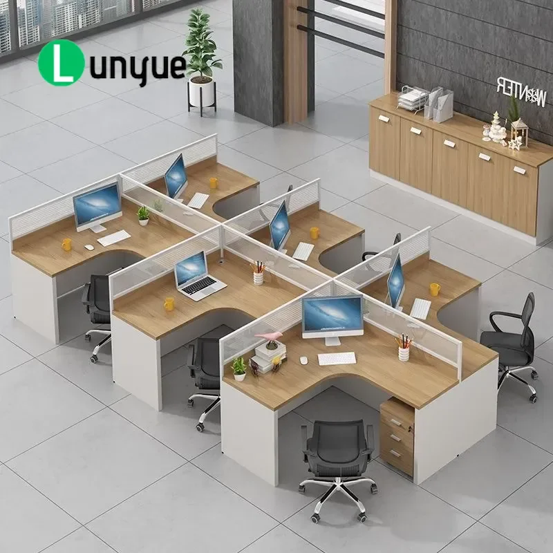 Modern Office Desk and Chair Combo with Partition Screen Simple Staff Workstation One Piece Computer Table for Home Office