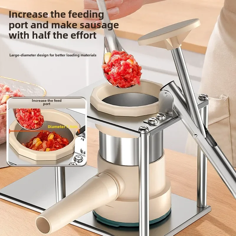 Filling tool for pig small intestine cured meat, manual push, homemade household machine enema device