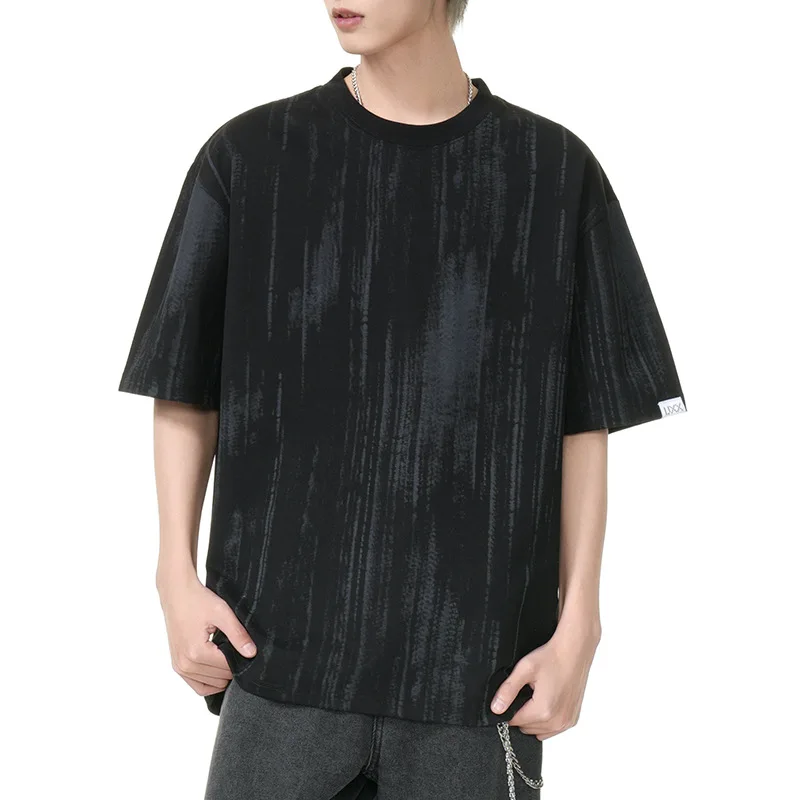 

Casual All-match MenS Short Sleeve T Shirt American Streetwear Hipster Irregular Print Couples Tee