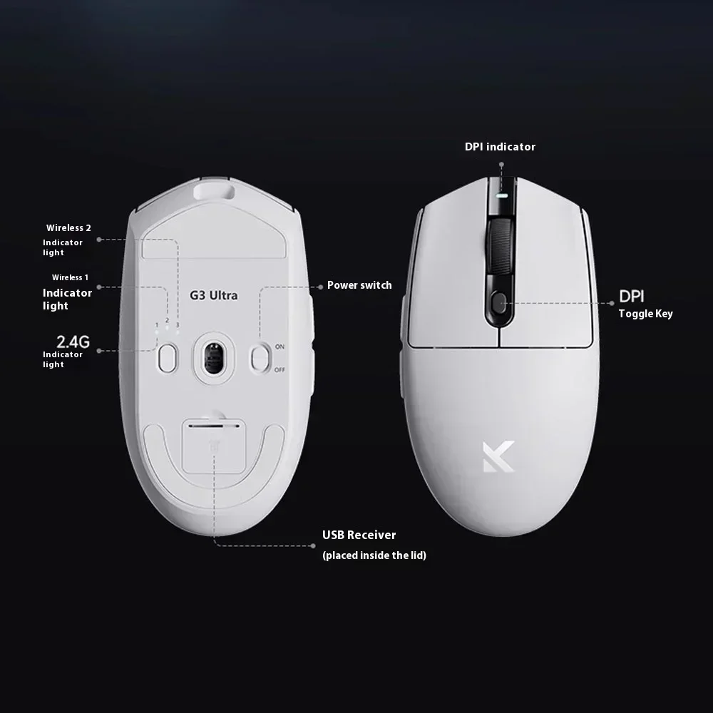 Игровая мышь серии MCHOSE G3 PAW3395 8k, легкая, длительный срок службы батареи, беспроводная трехрежимная мышь на заказ, аксессуары для ПК, подарки