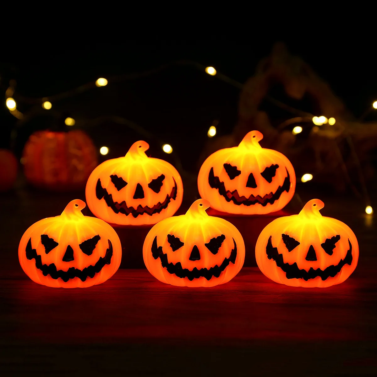 3Pcs Halloween LED Pumpkin Ghost Light Halloween Party Kids Favors Home Haunted House Horror Props Decor Desktop Ornament