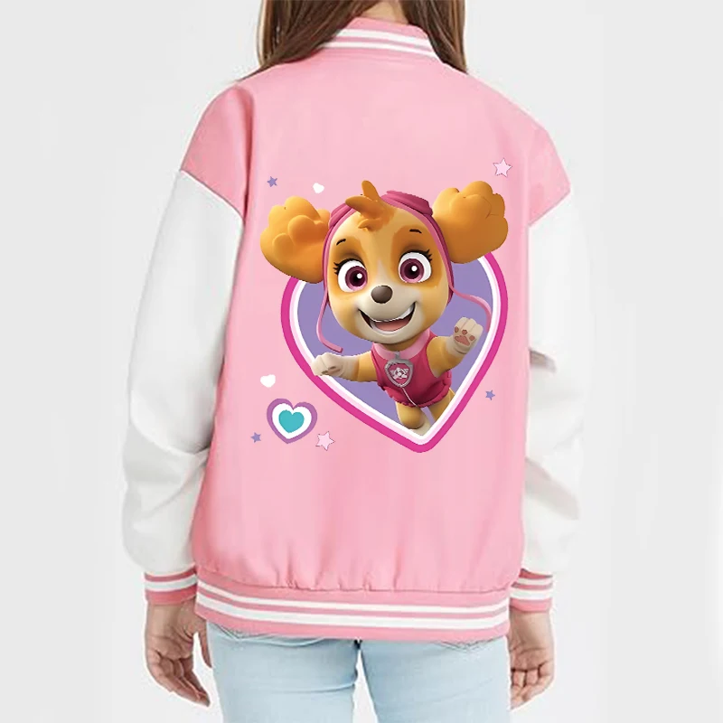 Paw Patrol Fashion Baseball Uniform for Girls Anime Cartoon Sweet Sports Coat Children Autumn Winter Cute Jacket Kids Clothes - view 3