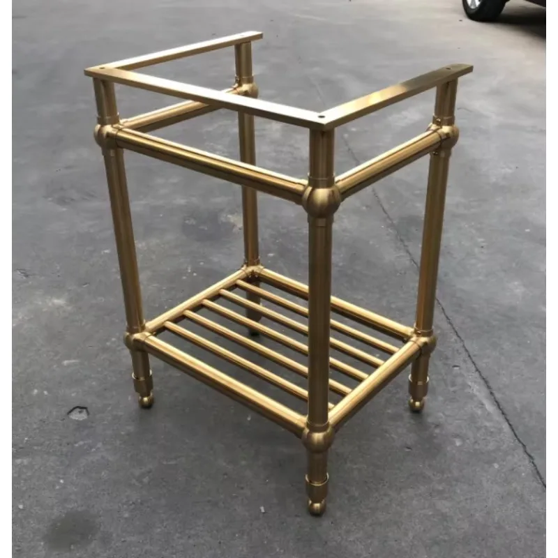 Antique Brass Stainless Steel Gold Frame Carrara Top Bathroom Sink Legs System Metal Vanity Base Wash Sink Console Bracket