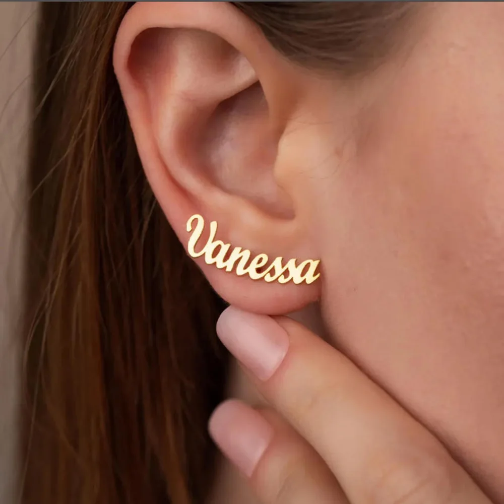 

Персонализированные серьги с именем, изысканные женские серьги, подходящие для подарка на Рождество.