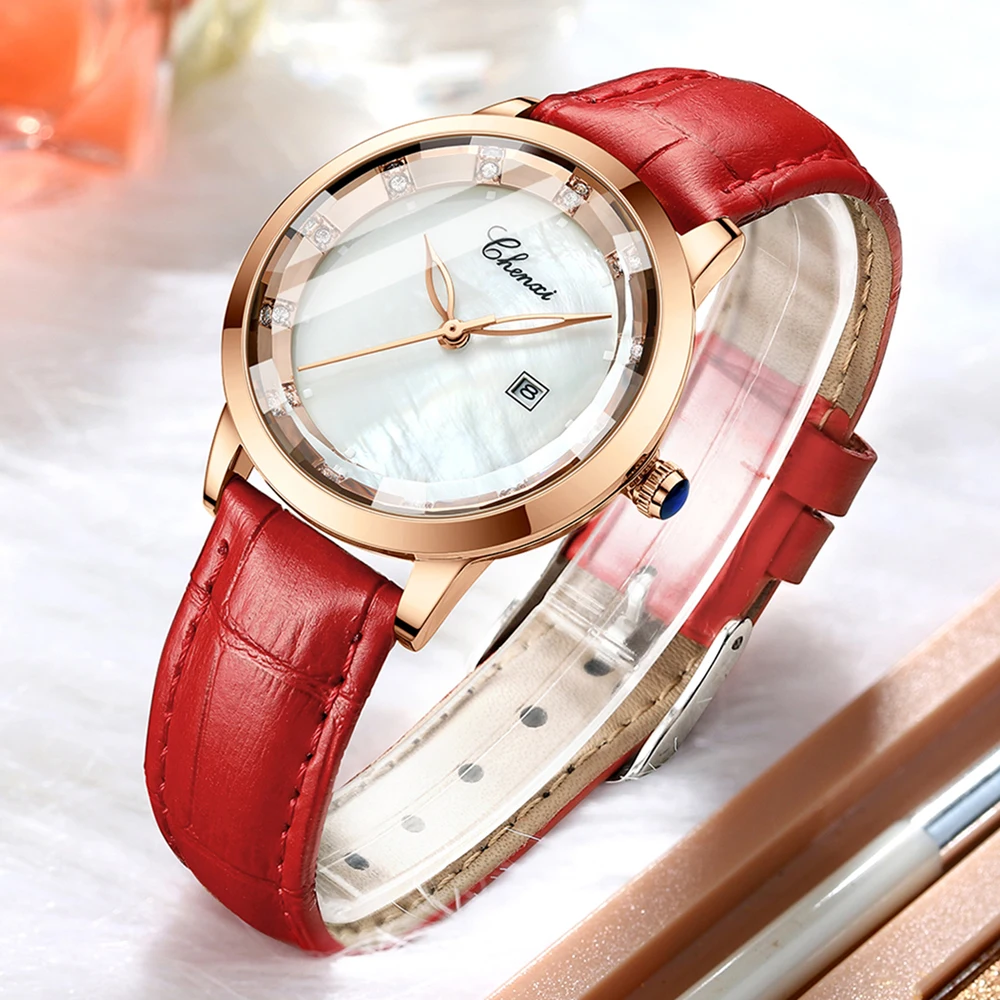 CHENXI Fashion Ladies Watches Simple Round Dial Clock Casual Leather Waterproof Watch Analog Quartz Women Wristwatch