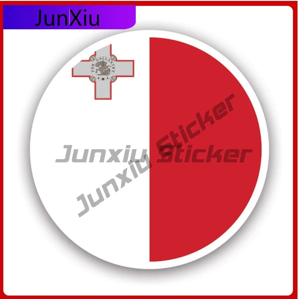 

Round Maltese Flag Stickerwaterproof Outdoor Decalsmalta Cute Laptop Waterproof Vinyl Decal For Campers Decor Protection Fun