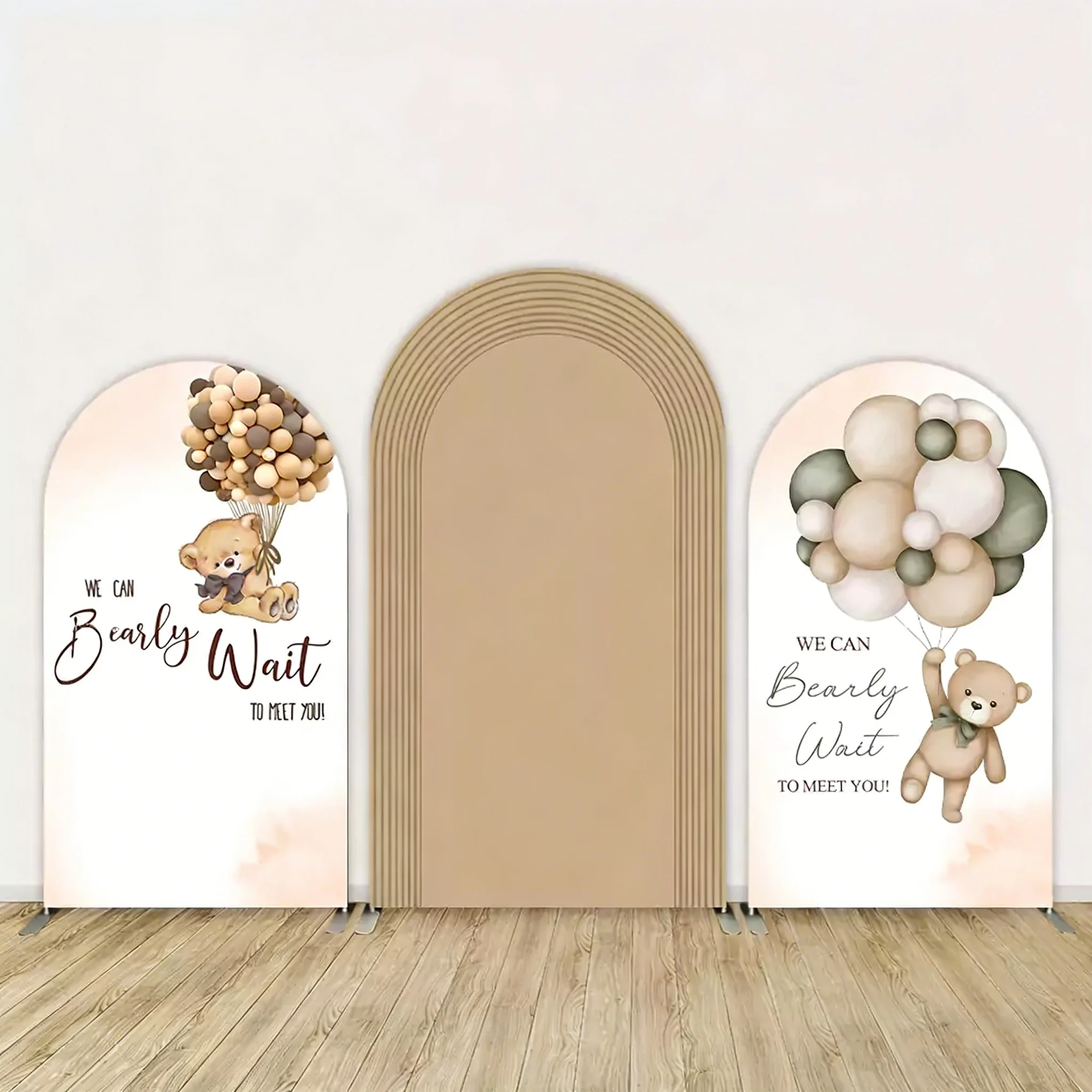 

Мы можем bearly wait to Meet You тематическая вечеринка фон в стиле бохо новорожденный детский душ фон плюшевый мишка на заказ двусторонняя крышка арки