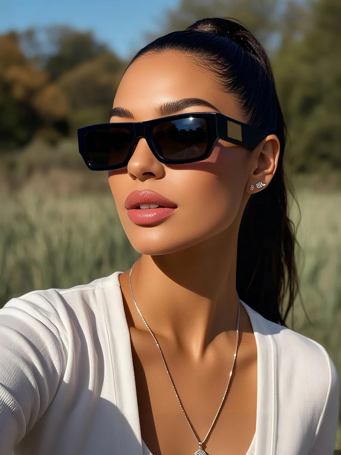 Fashionable Retro Rectangle Frame Glasses with Decorative Temple Ends for Daily Wear And Street Photography