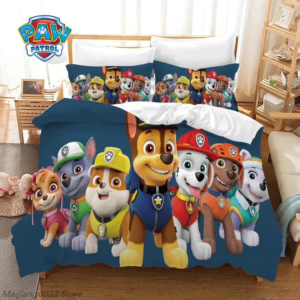 Paw Patrol Bedding Set Duvet Cover Chase Marshall Skye Rubble Rocky Zuma Everest Ryder Kids Cartoon Quilt Cover Boys Girls Gift