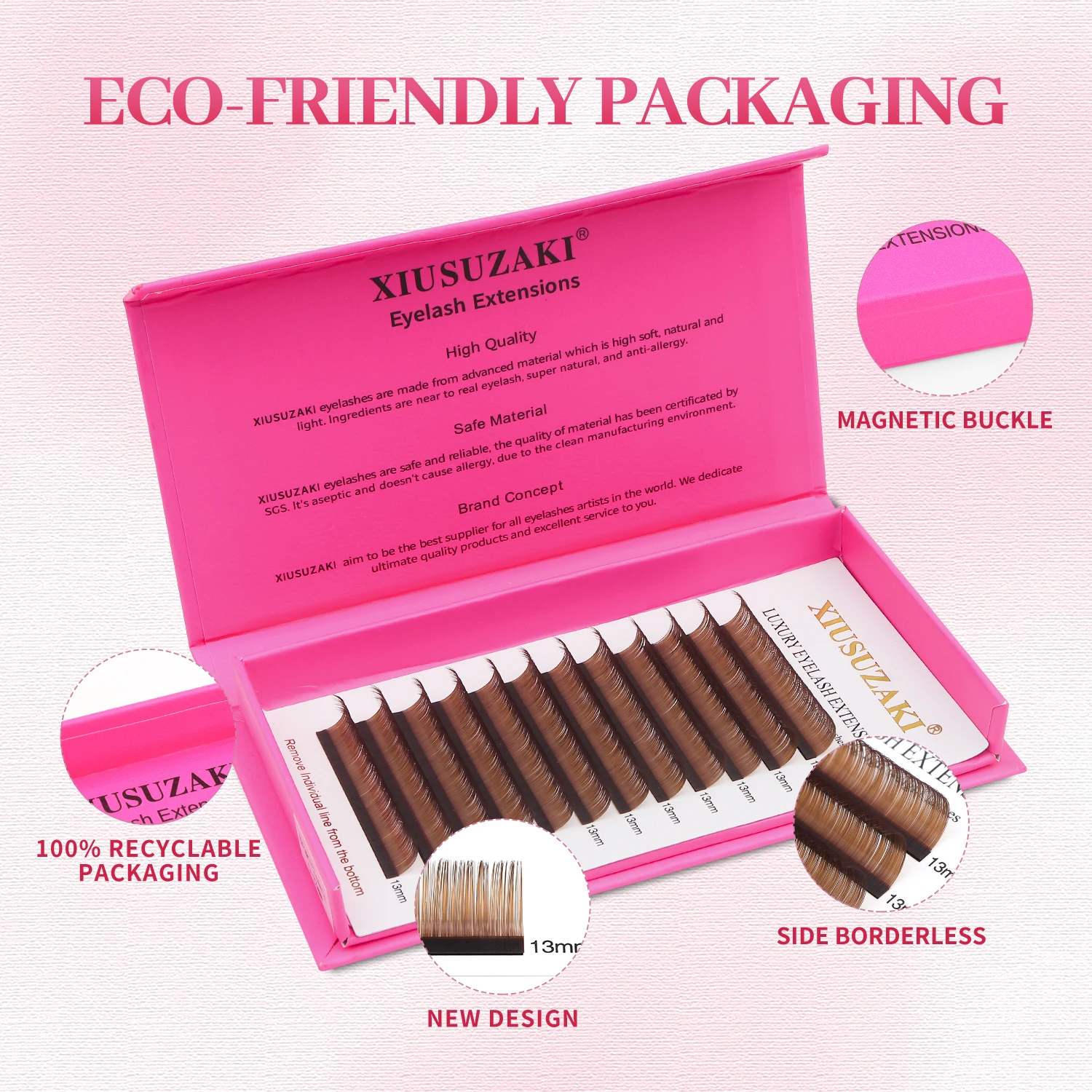 XIUSUZAKI Brown Classic Individual Eyelash Extensions Split Tips Soft Natural Light False Lash Extensions Volume Lash Supplies